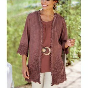 NWT Soft Surroundings Caribe Topper Cardigan Brandy Brown XL